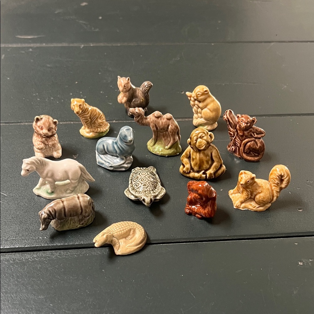 Vintage Collection of 14 Wade Whimsies Ceramic Animal Figurines - No Duplicates!